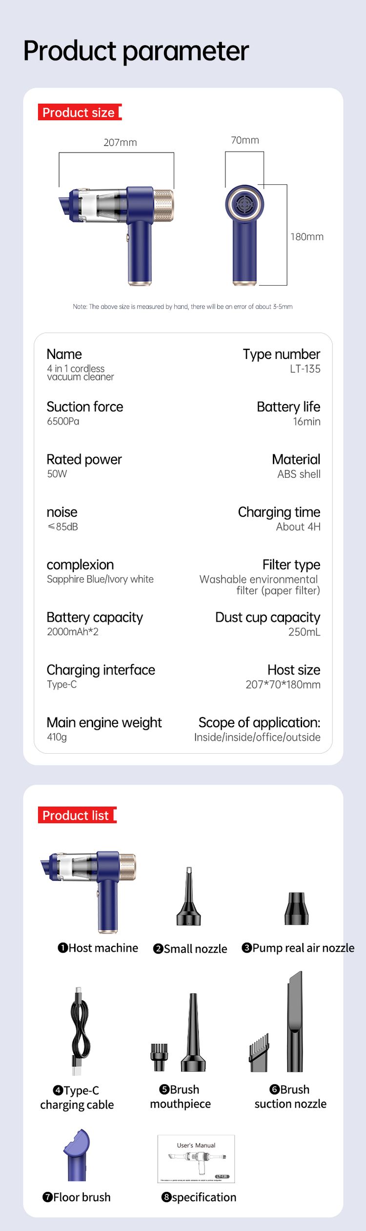 Portable Air Blower Dust Cleaning lt135c